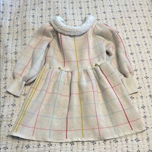 Janie and Jack Long-Sleeve Dress with Faux Fur Collar